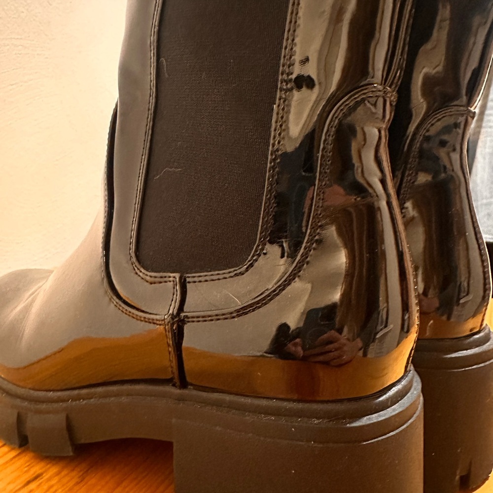 Target Black Patent Chelsea Boots Size 9 Lug Sole - Picture 8 of 8